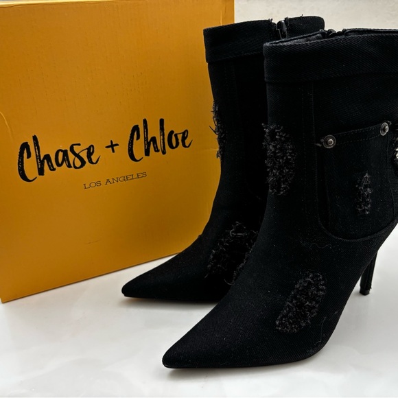 Pandora Ripped Denim Bootie
Black
NWB 
Size 6
4” Heel
6” Heel to Top - Picture 2 of 6